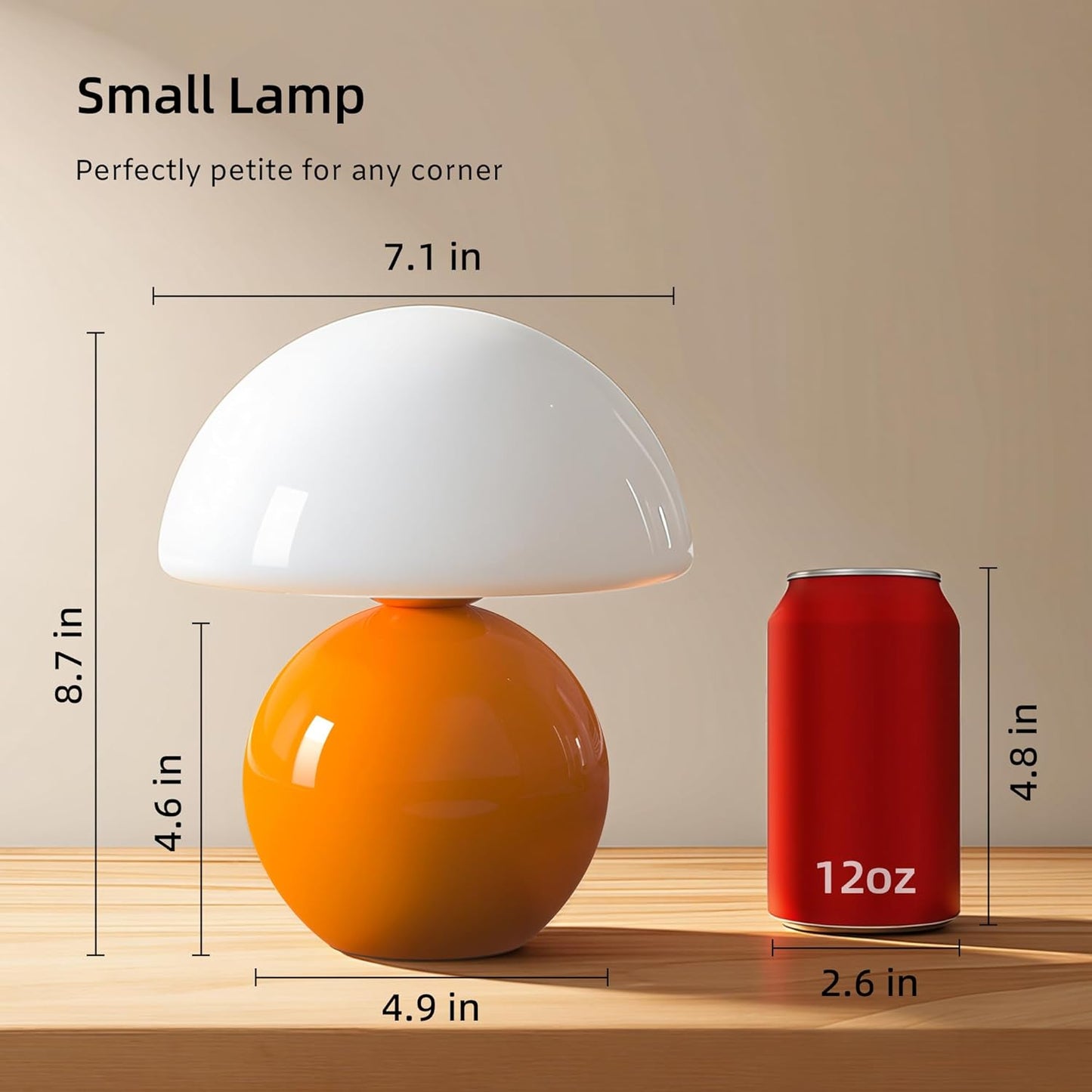 Mushroom Lamp Table Lamp for Bedroom,Desk Bedside Small Lamps for Living Room Night Stands,Mushroom Decor Cute (Orange)