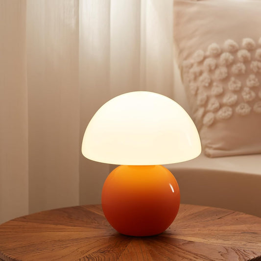 Mushroom Lamp Table Lamp for Bedroom,Desk Bedside Small Lamps for Living Room Night Stands,Mushroom Decor Cute (Orange)