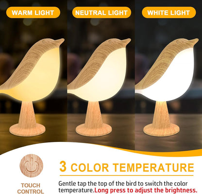 Cute Bird Table Lamps Combo,Rechargeable Cordless Lamp with 3 Color Temperature ,Small Desk Lights for Bedroom Nightstand Bedside Table