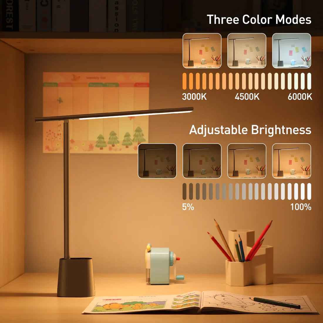 LED Desk Lamp Foldable Dimmable Eye Protection Study
