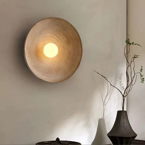 Resin Wall Lamp Retro Ribbed Shade Bedside